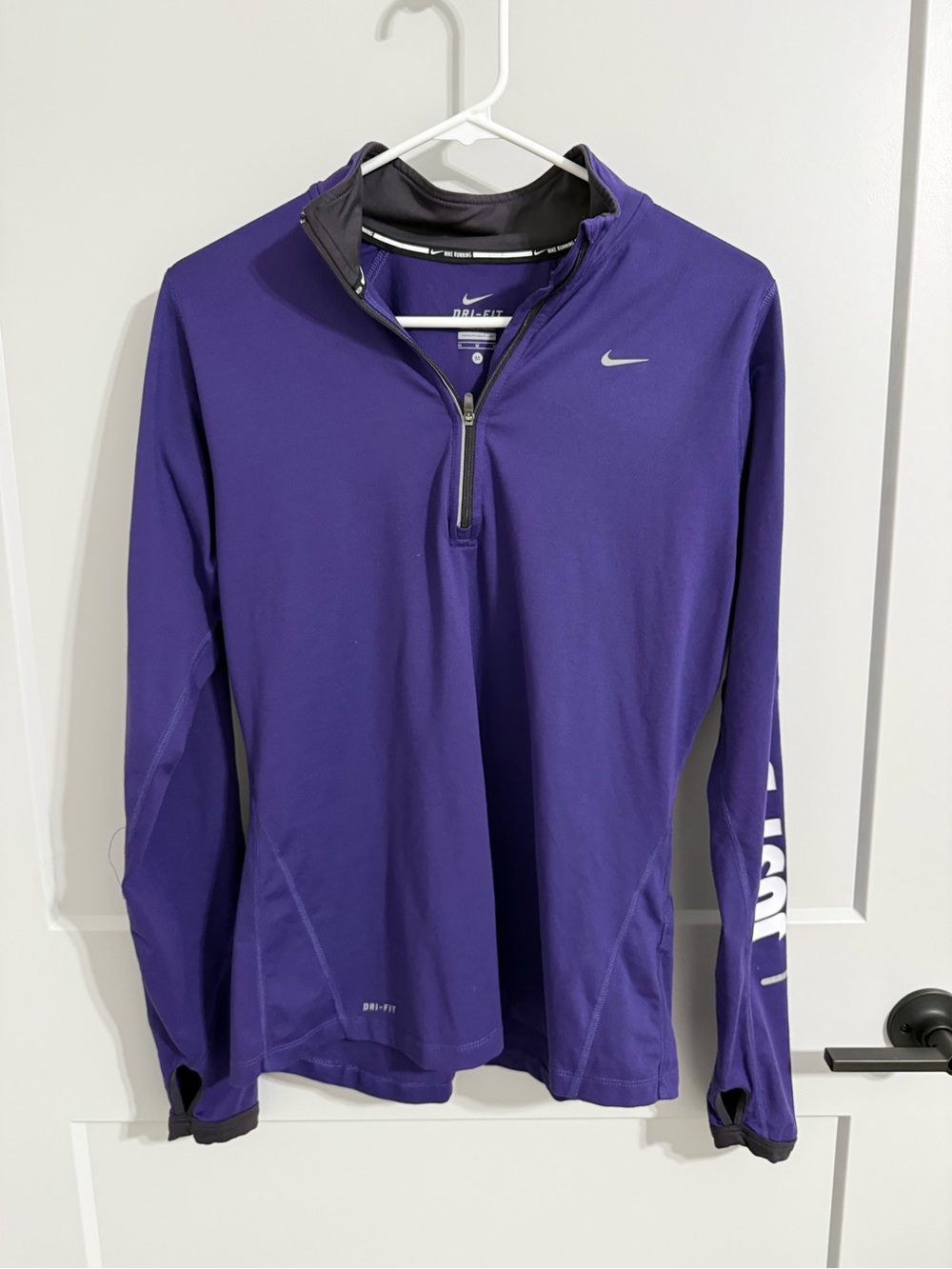 Nike Running Dri-FIT Purple Half Zip Long Sleeve Just Do It Size M